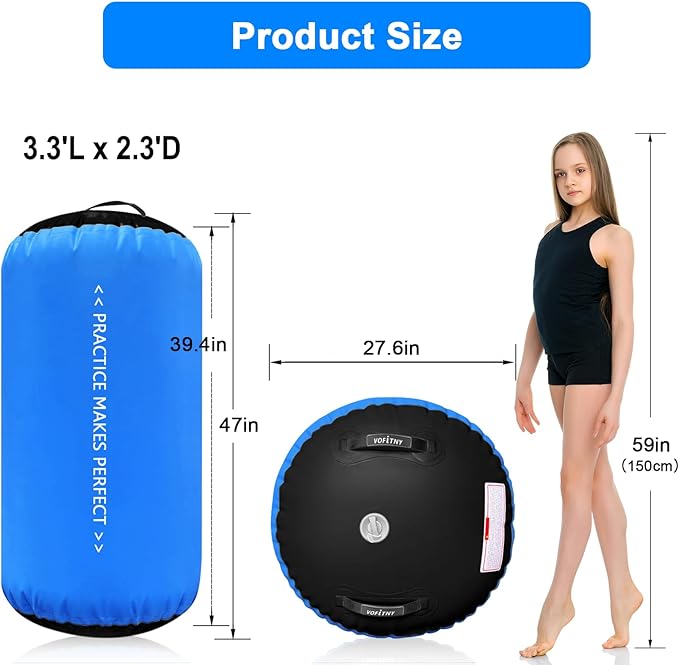 VOFiTNY Gymnastics Tumbling Equipment Air Barrel Inflatable Octagon Tumbler Roller Back-bend Trainer Cheerleading Without Pump