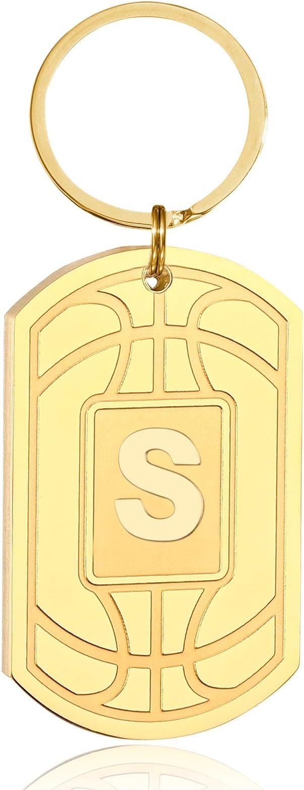Stocking Stuffers Christmas Gift- Initial Keychain Gifts for Men,Mens Gifts Basketball Keychains for Men Dad