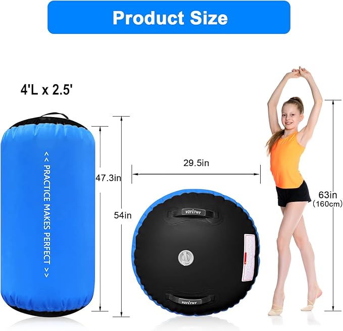 VOFiTNY Gymnastics Tumbling Equipment Air Barrel Inflatable Octagon Tumbler Roller Back-bend Trainer Cheerleading Without Pump