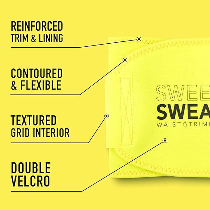 Sports Research Sweet Sweat Waist Trimmer (Core Series) - Premium Sweat Enhancing Fitness Band for Women & Men