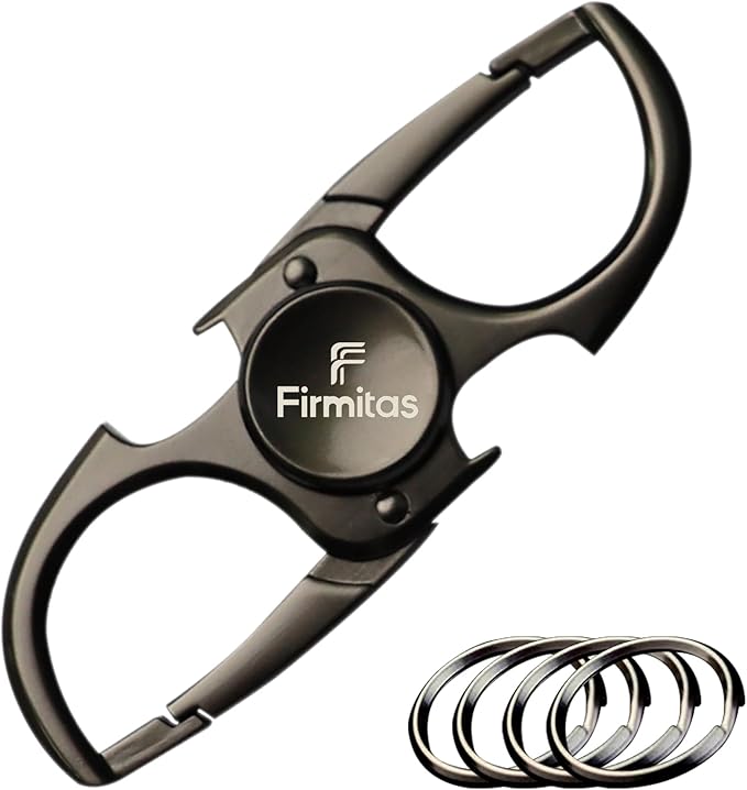 keychain Stress Relief Tool for Adults & Teens with Bottle Opener | Alloy Metal Focus Toy & Portable Key Ring | 3X Life Tungsten Spring & Professional Bearing Black 3-in-1