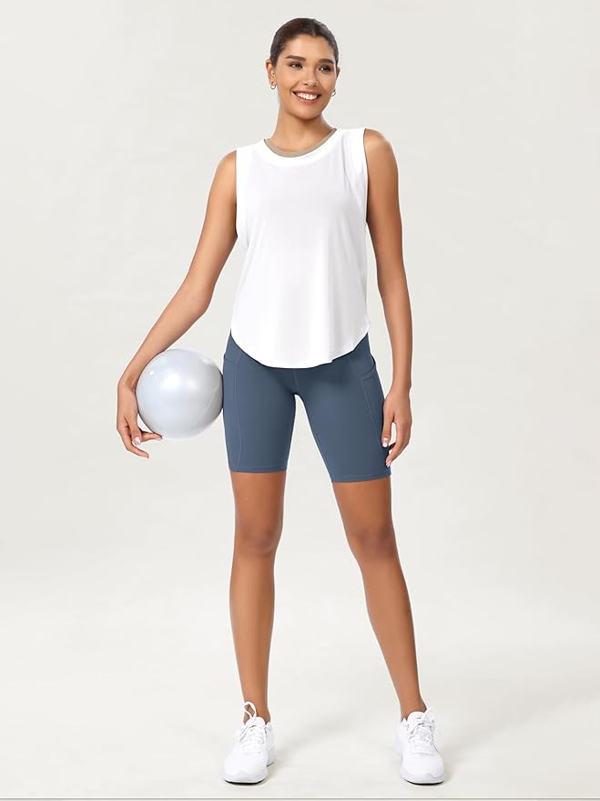 ODODOS Women's Tummy Control Biker Shorts 2.0 with Pockets High Waist Athletic Workout Yoga Shorts-3.5''/ 5"/ 8" / 10" Inseam
