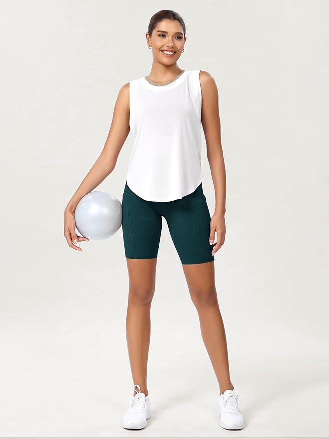 ODODOS Women's Tummy Control Biker Shorts 2.0 with Pockets High Waist Athletic Workout Yoga Shorts-3.5''/ 5"/ 8" / 10" Inseam