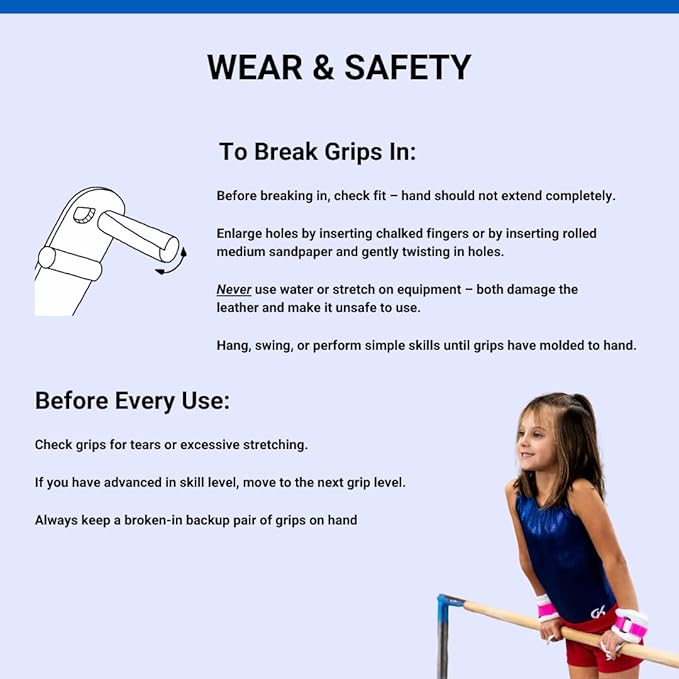 Gibson Athletic Rainbow Gymnastics Grips for Beginners, Unisex Durable Leather Grip, Hook & Loop Closure for Secure Grip & Wrist Support, Athletic Grip & Hand Protection for Young Gymnasts Made in USA