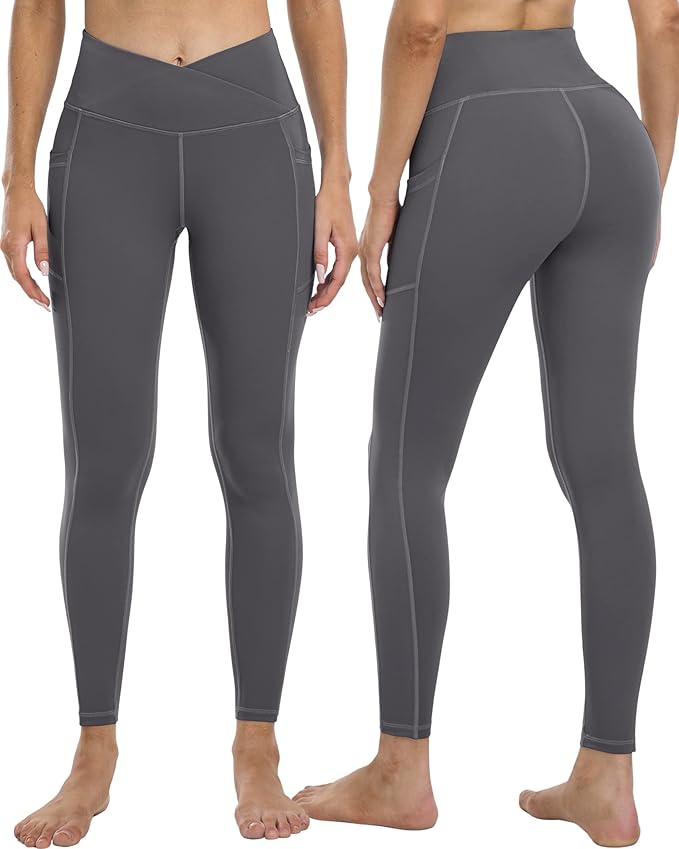 4 Pack Leggings with Pockets for Women,High Waist Tummy Control Workout Yoga Pants