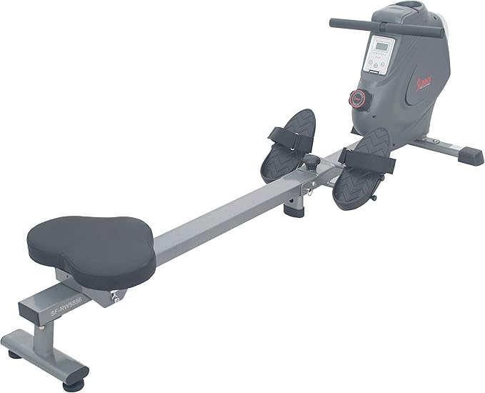 Sunny Health & Fitness Rower w/Long Slide Rail, Cardio Rowing Equipment for Home Gym Training w/LCD Monitor & Device Holder, Optional Free SunnyFit App Bluetooth Connection