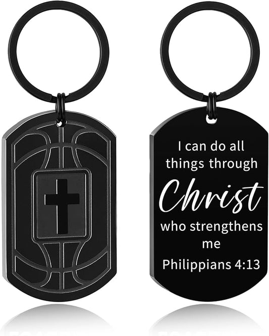 Stocking Stuffers- Football/Baseball/Soccer/Basketball Keychain for Men Baptism Confirmation Mens Gifts