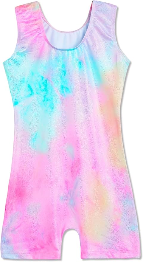 Domusgo Gymnastics Leotards for Girls Sparkly One-Piece Pro Kids Unitard Biketards with Shorts