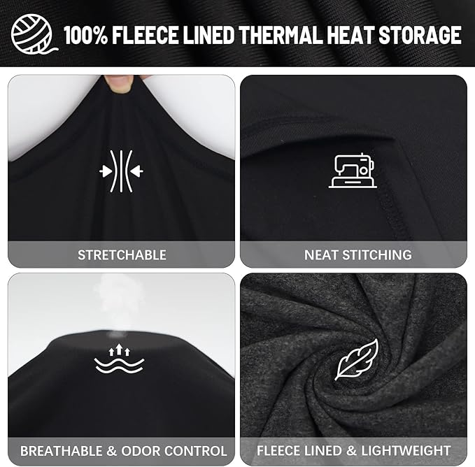 Men Thermal Underwear Set Long Johns with Fleece Lined Base Layer Men Cold Weather Top Bottom for Skiing Running