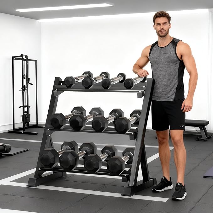 350/450/550 lbs Hex Weight Dumbbell Sets with Rack 5-50 lbs Hand Weights for Strength Training for Home Gyms Men Women Rubber Iron Rubber Coated Exercise & Fitness Muscle