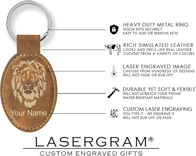 LaserGram Oval Keychain, Soccer Ball, Personalized Engraving Included