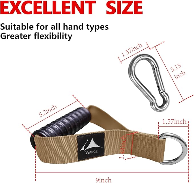 Heavy Duty Gym Exercise Handles Attachment for Cable Machine,Resistance Band,Pulley System Home Fitness Workout Equipment, with Elastic Rubber Grip and 2 Large Carabiners