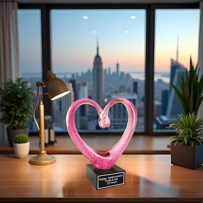 Hand-Blown Art Glass Award – Custom Engraved Elegant Award for Corporate, Sports Retirement Volunteer Recognition Leadership Personal Milestones Employee Gifts