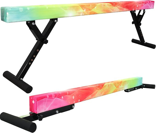 Adjustable Balance Beam for Kids, 8FT Gymnastics Beam with Anti-Slip Legs, High and Low Floor Beam for All Gymnastics Levels, Professional Gymnastic Equipment for Home, Gym Center
