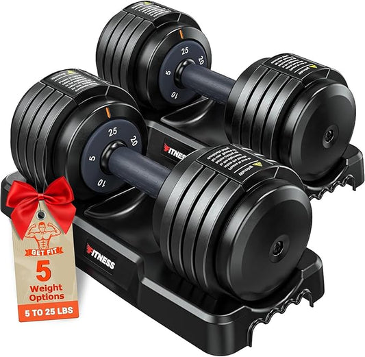 Adjustable Dumbbells Set of 2, 1 Hand Adjustable Weights Dumbbells Set, 5 in 1/10 in 1 Free Dumbbell with Anti-Slip Texture Handle, 25/55/80lb Pair Weight Set For Home Gym Suit both Men and Women