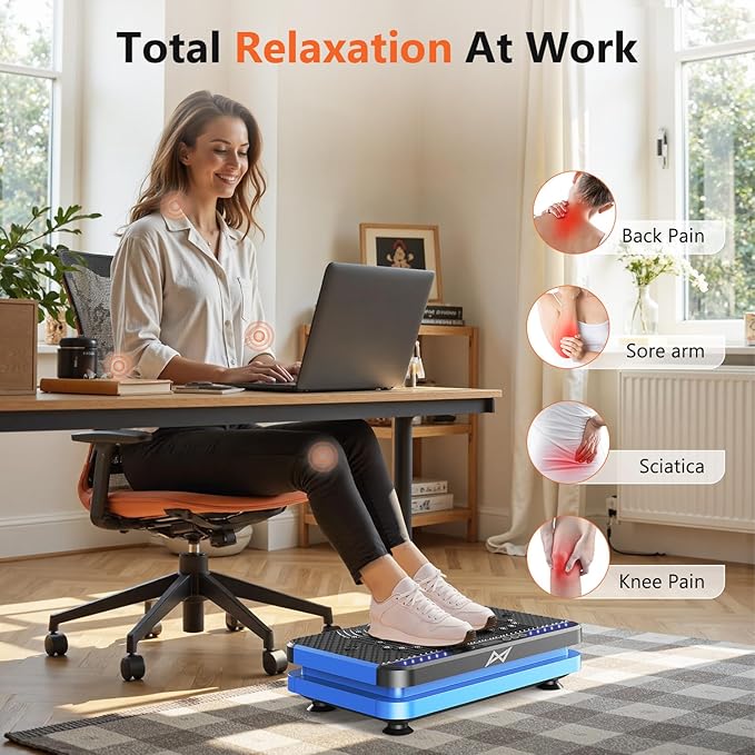 AXV Vibration Plate Fitness Platform Exercise Machine Vibrating Shaking Full Body Shaker Workout Vibrate Stand Shake Board Sport Gym for Weight Loss Fat Burner for Women Men