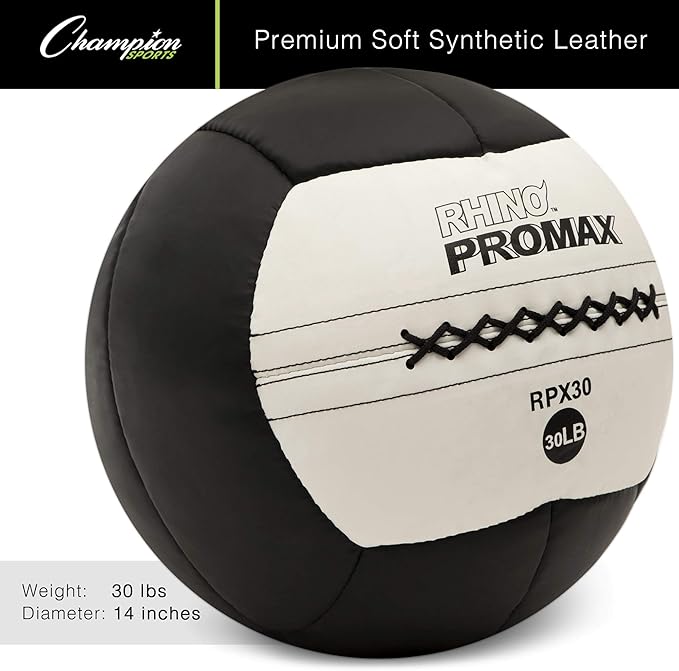 Champion Sports Rhino Slam Ball, 4-30 lb. Non-Slip Grip, Weightlifting, Crossfit, Home Gym, Fitness, 14" Diameter Balls, Optional Storage Rack/Tree Sold Separately