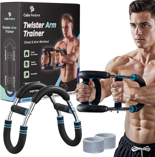 Twister Arm Trainer for Men, Adjustable 5 Resistance Levels (40-130 lbs) Chest Workout Equipment, Portable Body Fitness Targets Biceps/Clip/Thigh Machine for Home & Gym