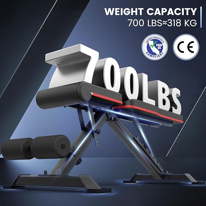 PASYOU Adjustable Weight Bench Press - 700lbs Load Foldable Workout Bench, Full Body Strength Training Benches for Home Gym (9x4x3 Positions)