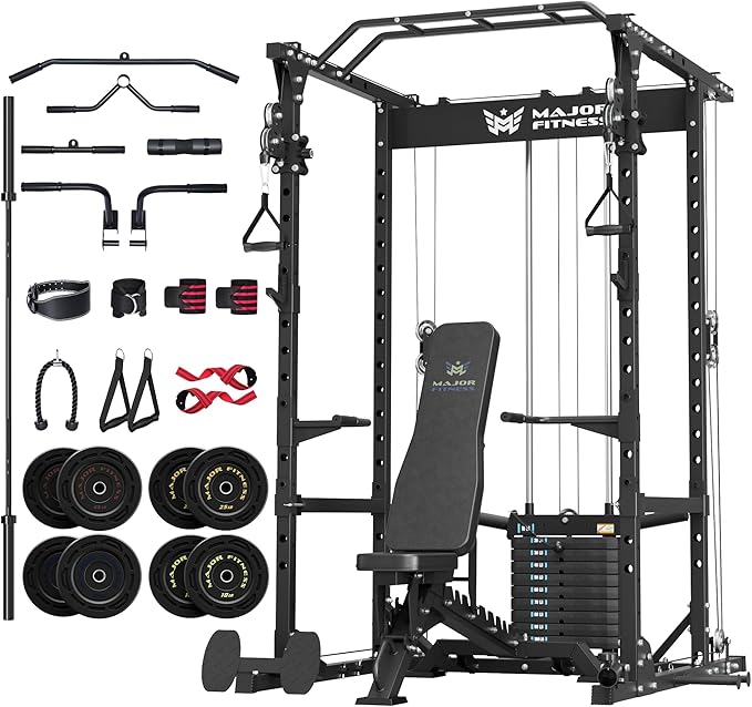 MAJOR FITNESS Drone1 Power Cage - Multi-Function Power Rack for Home Gym, Squat Rack, Cable Crossover System, for Strength Training