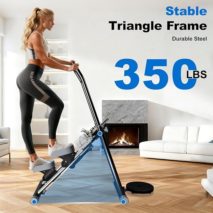 OVER SELF Stair Stepper with Handlebar for Full-Body Workout, Vertical Compact Cardio Climber Exercise Machine for Home Gym, Steppers for Exercise at Home, 350lbs Weight Capacity (Upgraded Black)