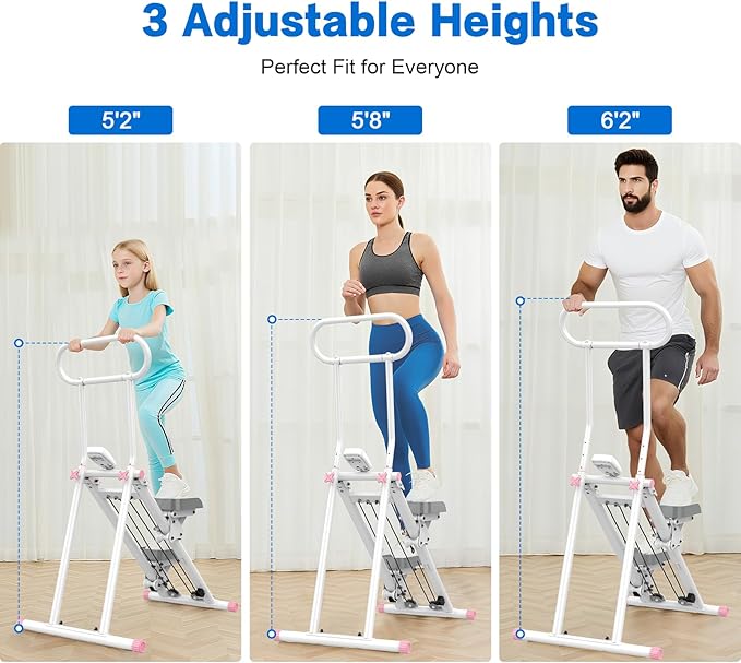 HXD-ERGO Stair Stepper for Home, New Version 6 Adjustable Resistance Vertical Climber Cardio Exercise Machine, Folding Stair Climber for Full Body Workout with Adjustable Handlebar for Women & Men