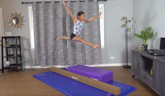 Tumbl Trak 8 Foot Addie Gymnastics Training Suede Balance Beam, High and Low Beam Gymnastics for Home, Non Slip Base, Competition Feel