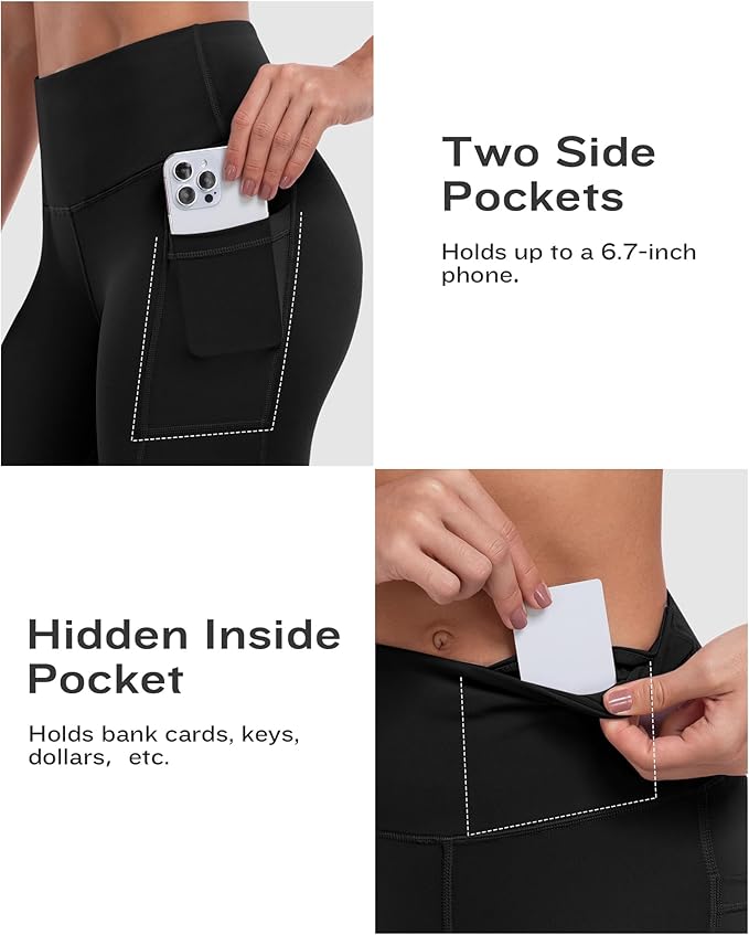 ATHVOTAR Biker Shorts Women with Pockets - 3"/5"/8" High Waisted Workout Spandex Tummy Control Gym Running Yoga Shorts