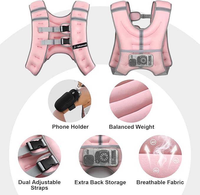 Weighted Vest Weight Vest for Men Women Kids Weights Included with Reflective Stripe, Body Weight Vests Adjustable for Running, Workout, Jogging, Walking