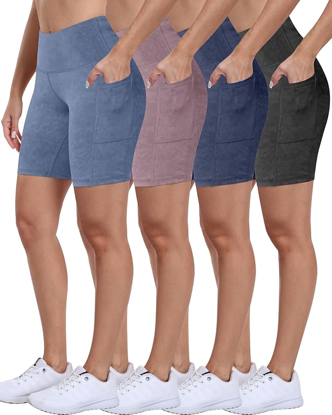 ATHVOTAR Biker Shorts Women with Pockets - 3"/5"/8" High Waisted Workout Spandex Tummy Control Gym Running Yoga Shorts