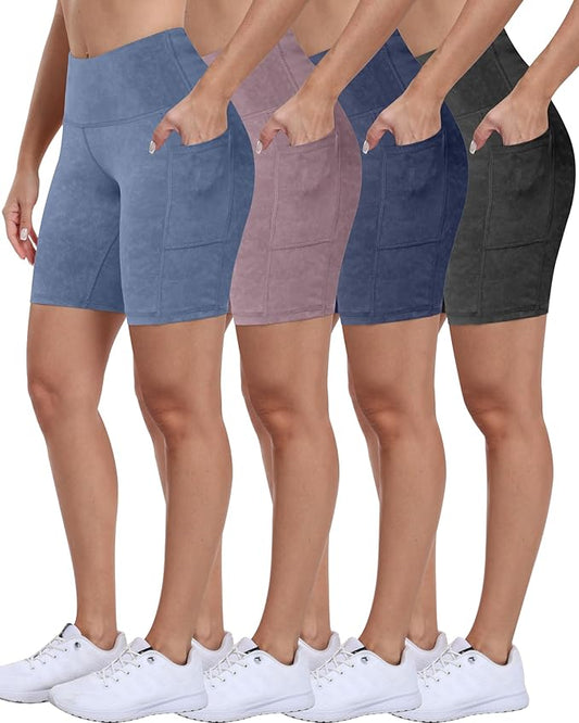 ATHVOTAR Biker Shorts Women with Pockets - 3"/5"/8" High Waisted Workout Spandex Tummy Control Gym Running Yoga Shorts