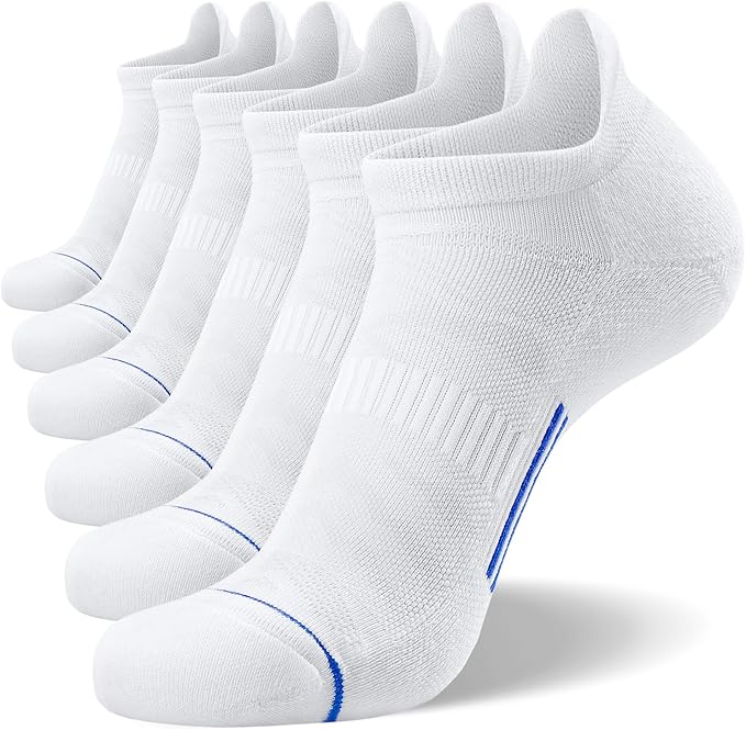 FITRELL Men's 6 Pack Ankle Running Socks Low Cut Cushioned Athletic Sports Socks 7-9/9-12/12-15