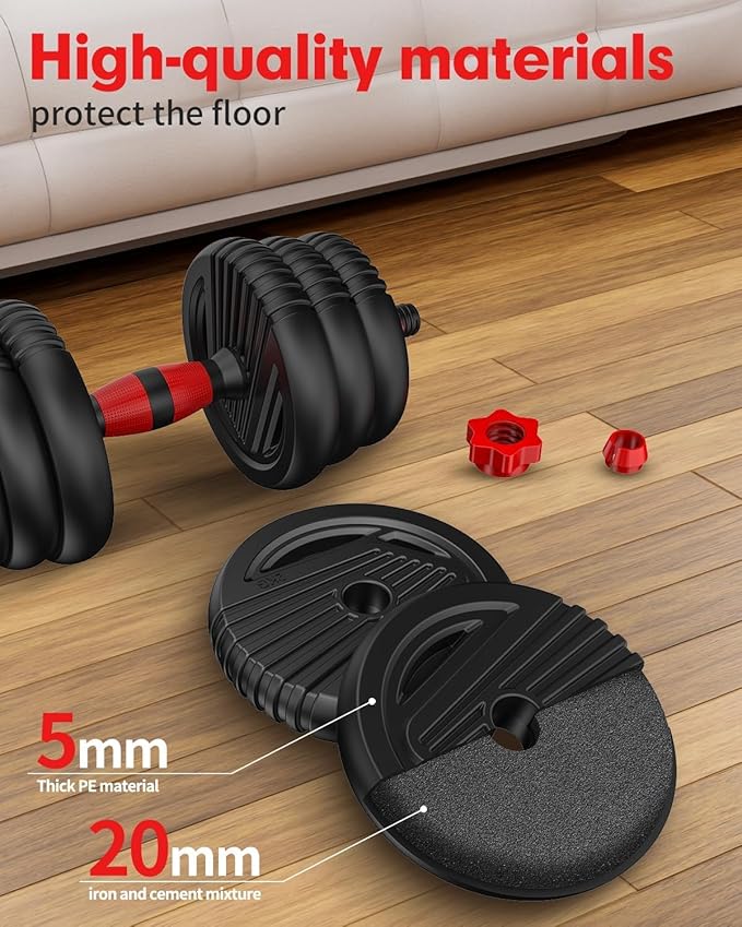Adjustable Dumbbells, 20/30/45/70/90lbs Free Weight Set with Connector,5 in1 Dumbbells Set Used as Barbell,Kettlebells,Push up Stand,Fitness Exercises for Home Gym Suitable Men/Women