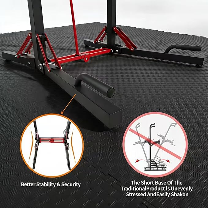 ONETWOFIT Foldable Power Tower Pull Up Bar Station, Multi-Function Adjustable Height Dip Station for Home Gym Workout, Strength Training Fitness Equipment, Pull Up Stand 400LBS