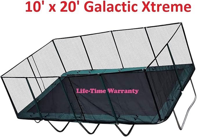 Happy Trampoline Pro Rectangle Trampoline - Heavy Duty 750lbs Jumping Capacity With Net Enclosure - Large Commercial Grade Rectangular Outdoor for Backyard Gymnastics