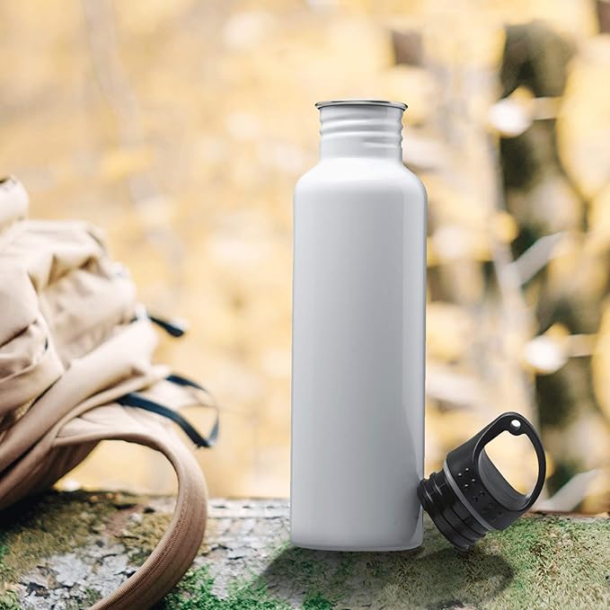 DISCOUNT PROMOS Stainless Steel Water Bottles 26 oz. Set of 10, Bulk Pack - Reusable, Leak Proof, Perfect for Gym, Hiking, Camping, Outdoor Sports - White
