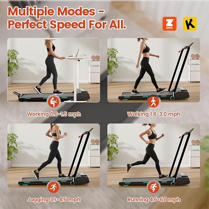 Treadmill with 12% 11-Level Auto Incline, Walking Pad with Handle Bar, 450 lbs Capacity, Under Desk Foldable Treadmills with Bluetooth Speaker, Powerful Walking Pad for Home, APP Connect