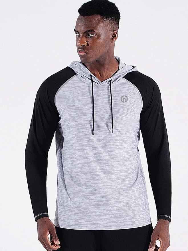NELEUS Men's Dry Fit Athletic Shirt Workout Running Long Sleeve Shirts with Hoods
