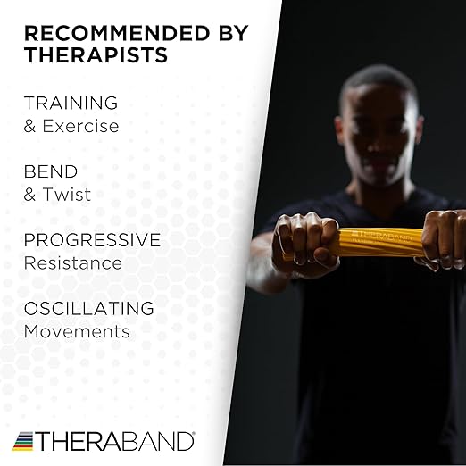 THERABAND FlexBar, Tennis Elbow Therapy Bar, Relieve Tendonitis Pain & Improve Grip Strength, Resistance Bar for Golfers Elbow & Tendinitis, Yellow, Extra Light, Beginner