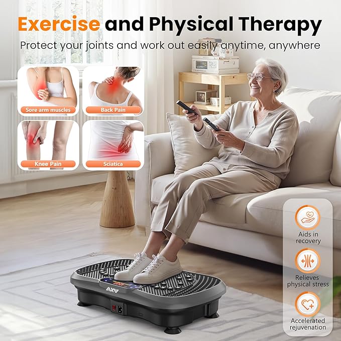 AXV Vibration Plate Fitness Platform Exercise Machine Vibrating Shaking Full Body Shaker Workout Vibrate Stand Shake Board Sport Gym for Weight Loss Fat Burner for Women Men