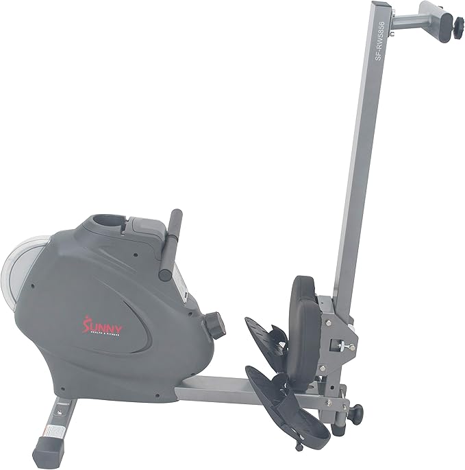 Sunny Health & Fitness Rower w/Long Slide Rail, Cardio Rowing Equipment for Home Gym Training w/LCD Monitor & Device Holder, Optional Free SunnyFit App Bluetooth Connection