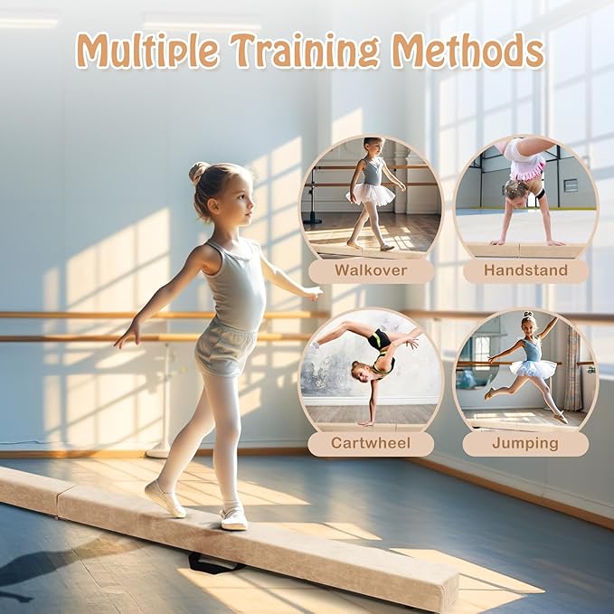 Giantex 7FT/8FT/9FT Balance Beam, Folding Gymnastics Beam w/Carry Handles, Floor Foam Gymnastics Equipment for Kids, Non Slip Rubber Base for Exercise, Practice & Professional Home Training