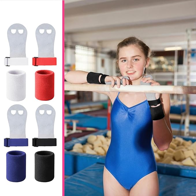 Soulchen 8 Pcs Gymnastics Grips Wristbands Gloves Gymnastic Hand Grips Gymnastic Bar Palm Protection Equipment Sports Accessories for Workout and Exercise