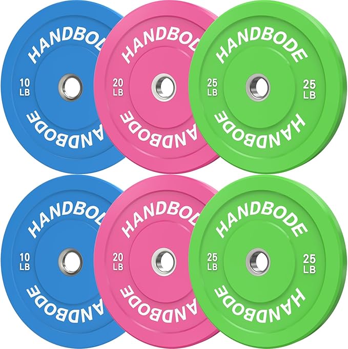 2-Inch Weight Plates High Bounce, Olympic Bumper Plate Set 45/100/160/190/260/300lb, Colored Weight Plates Set for Home Gym, Barbell Weights Rubber Strength Training Plate for Weight Lifting