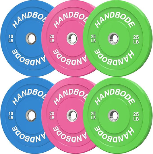 2-Inch Weight Plates High Bounce, Olympic Bumper Plate Set 45/100/160/190/260/300lb, Colored Weight Plates Set for Home Gym, Barbell Weights Rubber Strength Training Plate for Weight Lifting