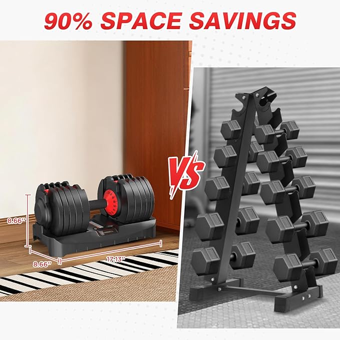 Adjustable Dumbbells Set of 2, Durable Weights Dumbbells Set, 10 in 1/15 in1 Weights Set with Anti-Slip Grip, Fast Adjust Gym Equipment Space Saving for Home Strength Training