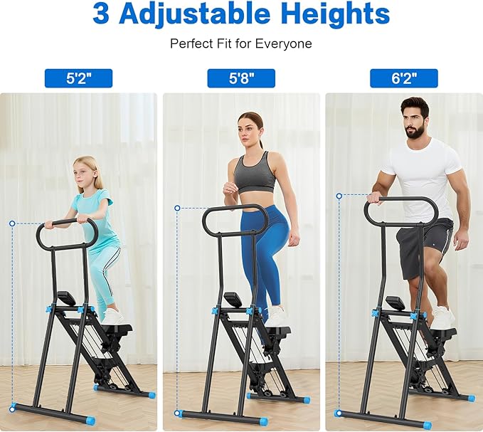 HXD-ERGO Stair Stepper for Home, New Version 6 Adjustable Resistance Vertical Climber Cardio Exercise Machine, Folding Stair Climber for Full Body Workout with Adjustable Handlebar for Women & Men