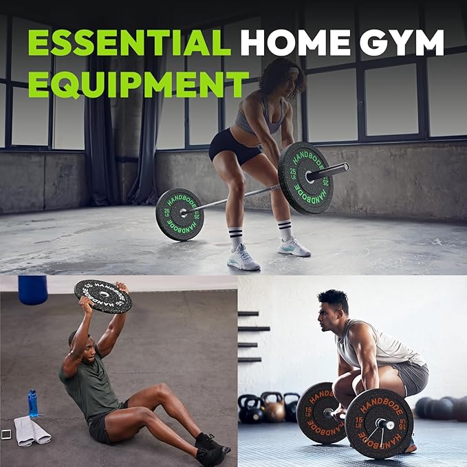 2-Inch Weight Plates High Bounce, Olympic Bumper Plate Set 45/100/160/190/260/300lb, Colored Weight Plates Set for Home Gym, Barbell Weights Rubber Strength Training Plate for Weight Lifting