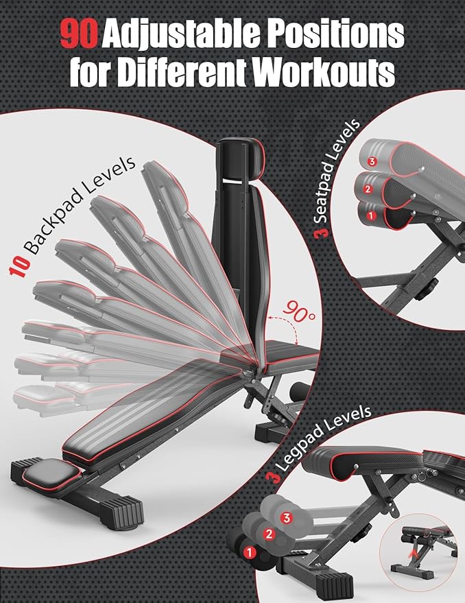 Adjustable/Foldable Weight Bench, 660LBS Home Gym Workout Bench Lifting Sit-up Exercise Bench for Bench Press