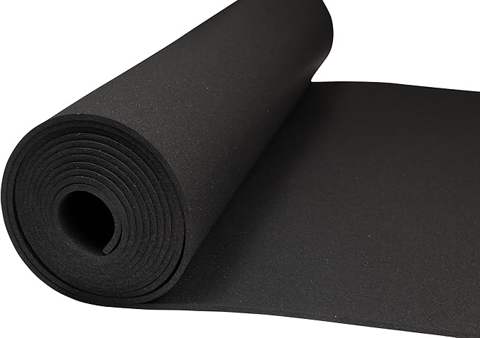 Genaflex Rubber Gym Floor Mat - 8mm Thick - Heavy Duty Commercial Protective Gym Flooring Roll (Black, 4' X 15')